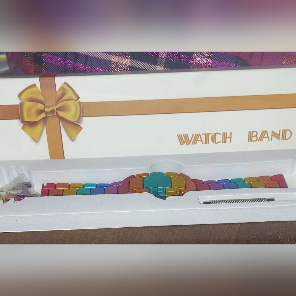 Colorful Rainbow Metallic Smart Watch Band - Picture 2 of 5